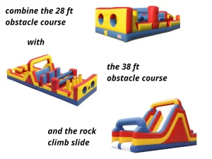 Multiple inflatable pop-ups and obstacles