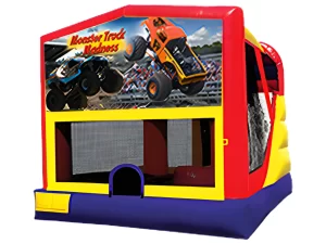 Monster truck bounce and slide combo inflatable