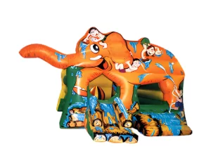 Elephant themed bounce house with slide for young children