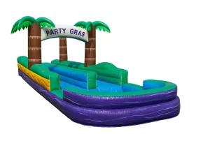 Party Gras two-lane inflatable slip and slide with pool