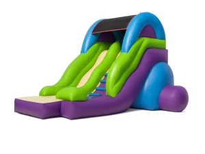 Poolside Plunge inflatable water slide with splash into your own in-ground pool