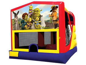 Shrek themed bounce and slide combo inflatable